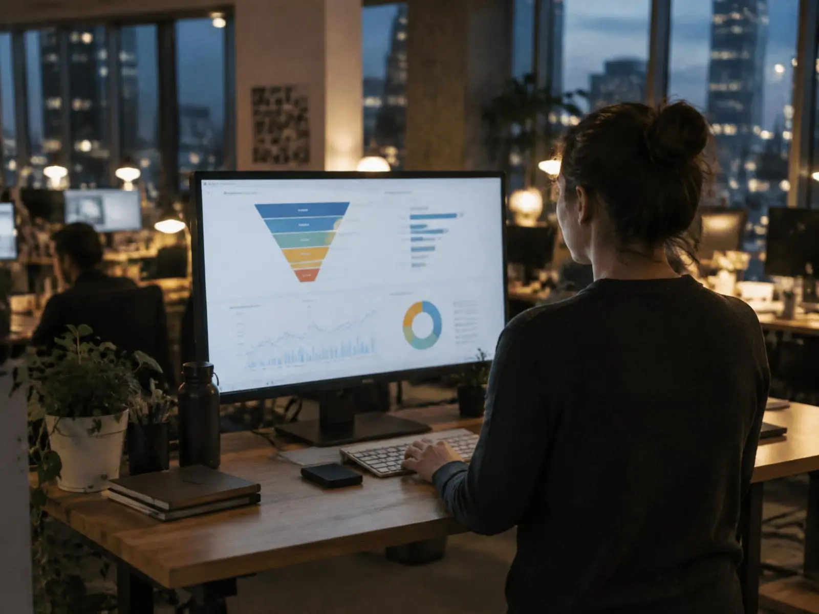 Operations analyst reviewing a funnel report